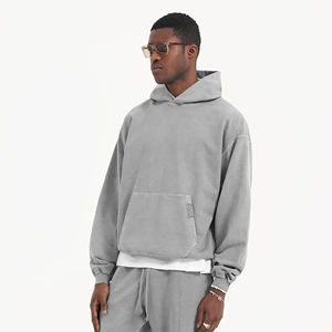 Sweat à capuche surdimensionné pour homme, streetwear, polaire uni, sweat à capuche, impression personnalisée par broderie disponible - Product Image 2