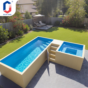 UV Stabilized Outdoor Prefabricated Container Pool Small Corner Combo Modular Above Ground Fiberglass Swimming Pool - Product Image 1