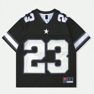 Camiseta de fútbol Vintage para hombre, ropa de calle de malla de poliéster de peso pesado, secado rápido, estilo recortado con hombros caídos Unisex - Product Image 1