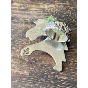Bague Cheval en Turquoise Kingman et Argent Sterling Delbert Arviso, Sertissage Ajustable en Tufa, Taille 6.5, Cadeau - Product Image 5