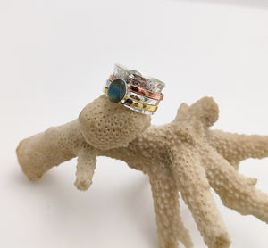 925 Sterling Silver Ladies Fine <b>Jewelry</b> Wedding Party Casual Rings <b>Labradorite</b> Oval Cut Gemstones Diamond Bezel Setting - Product Image 1