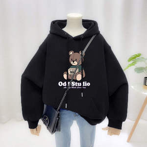 Fabricant d'usine OEM, sweat à capuche personnalisé de haute qualité 450gsm imprimé pour femmes, coton polaire, sweat à capuche ample pour femmes - Product Image 3