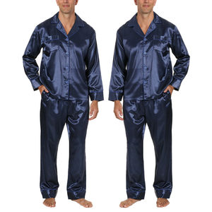 Pijamas de Satén Clásicos y Cómodos para Hombre, Hechos a Medida, de Secado Rápido y Transpirables, a un Precio Razonable, con Estampado Personalizado a Máquina - Product Image 5