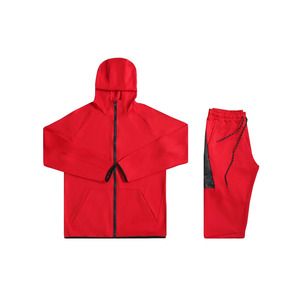 Chándal de entrenamiento con logotipo personalizado, ropa deportiva roja de 2 piezas, chándal, ropa deportiva, conjunto de chándal para correr para hombre - Product Image 3