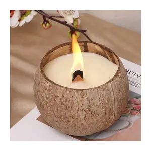 Luxury wholesale candle cheap price from Vietnamese supplier candle in hand made coconut bowl jars for dining decoration