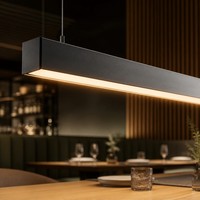 Lampe suspendue linéaire LED en aluminium de 1200 mm pour salle à manger de restaurant, lumière de plafond chaude dimmable 3000K