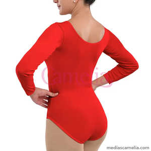 Body da Danza e Ginnastica a Maniche Lunghe da Donna in Nylon/Cotone/Spandex Mod. 2014 per Ragazze - Product Image 3