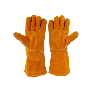 Gants de travail en cuir de vachette robustes et respirants pour l'extérieur, protection contre les chocs, soudage, confortables - Product Image 1