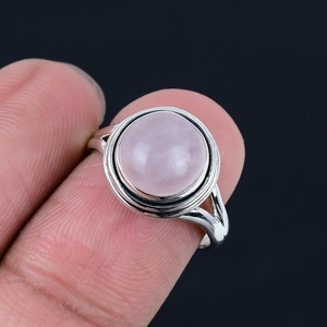 925 <b>Sterling</b> <b>Silver</b> Natural Fashion Gemstone <b>Ring</b> Rose Quartz Handmade Men's Resizable Prong Setting Minimalist <b>Spinner</b> <b>Ring</b> - Product Image 3
