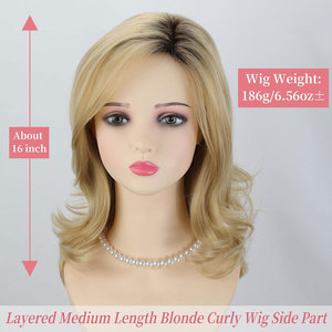 วิกผมบ็อบสั้นสีน้ำตาลผสมสีบลอนด์มีผมม้าหนา10นิ้วผมสังเคราะห์ทนความร้อนสไตล์ธรรมชาติ - Product Image 2