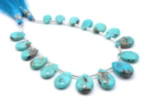 Arizona Turquoise Lisse Poire Teardrop Forme Perles Naturel Turquoise Gemme 7 Pouces Bijoux Fabrication Pierre - Product Image 5