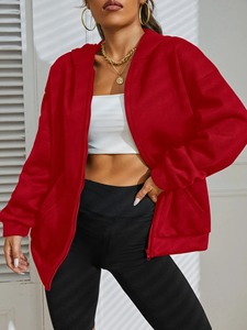 Venta al por mayor de las mujeres de gran tamaño de algodón de lana con cremallera Sudadera con capucha y logotipo personalizado sudaderas con capucha para la venta - Product Image 4