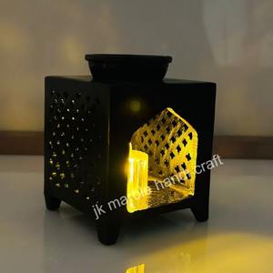 Quemador de aroma de mármol negro hecho a mano con luz nocturna, calentadores de velas elegantes para decoración del hogar - Product Image 4