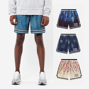 NOUVEAU 2024 Short en maille pour hommes avec poches, imprimé personnalisé, sublimation, 5 ", été, basket-ball vintage, sport, course à pied - Product Image 1