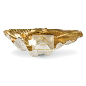 Bol à café en métal avec poignée en aluminium et en forme de feuille de couleur argent attrayant avec ustensiles de cuisine polis brillants de couleur dorée - Product Image 5