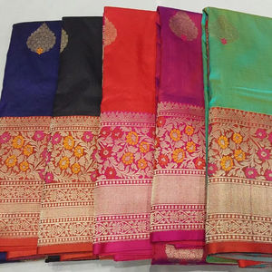 Sarees faites à la main en soie pure douce 100% Sarees indiens traditionnels d'élégance de 6 verges pour un usage festif et quotidien - Product Image 1