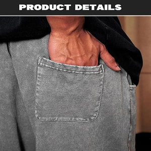 High Quality Oversized Pullover Acid Wash Sweatpants for <b>Men</b> 100% Cotton Casual Street Style Straight Pattern - Product Image 4