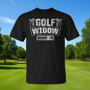 Camiseta Golf Widow Mode On, color negro, unisex, talla para adultos S a XXL - Product Image 3