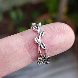 925 Sterling <b>Silver</b> Leaf <b>Ring</b> for Women Dainty Thin Band Midi Knuckle <b>Stack</b> Stacking <b>Rings</b> for Gift - Product Image 2