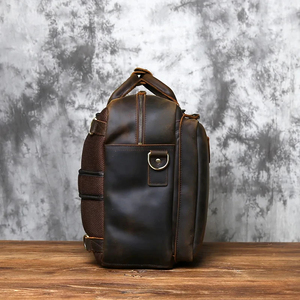 Genuine Leather Korean Vintage Crossbody Portable Laptop Briefcase Classic Shoulder Bag Large Capacity Office Use - Product Image 4