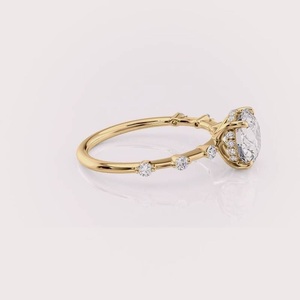Anillo de Compromiso con Diamante Cultivado en Laboratorio, Corte Redondo, Certificado por IGI, Oro Blanco/Rosa y Amarillo de 14K, Anillo de Novia con Diamante de Acento Redondo - Product Image 2