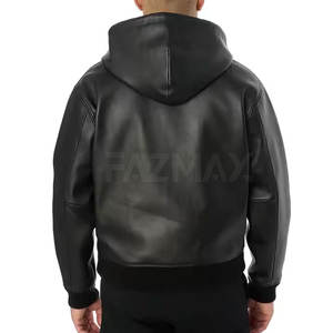 Nouveau Style adultes taille sweats à capuche en cuir vêtements de plein air sweats à capuche dernière conception bas prix hommes sweats à capuche en cuir 2025 - Product Image 2