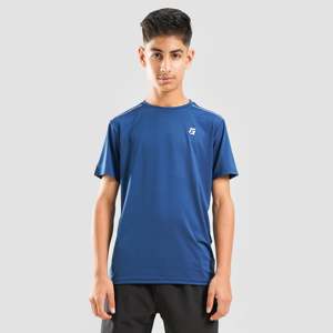 T-shirt moderne pour jeunes, 100 % polyester, bleu marine, tissu tricoté épais, coton de qualité supérieure, options d'impression disponibles - Product Image 1