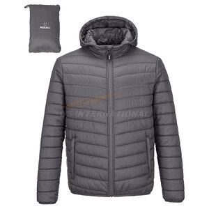 Veste matelassée pour hommes avec capuche Manteau d'hiver léger et compressible avec tissu résistant à l'eau et fermeture éclair Garage Bulk Custom - Product Image 1