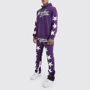 Vente en gros Costume évasé en molleton de coton 400gsm imprimé de haute qualité Pantalon évasé à enfiler Survêtements à capuche personnalisés - Product Image 6