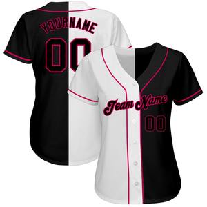 Maillot de baseball personnalisé blanc-noir rose authentique fendu - Product Image 2