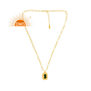 Collar con colgante de piedras preciosas de malaquita Natural chapado en oro de 18 quilates de plata de ley superventas, joyería fina Demi para mujer - Product Image 1