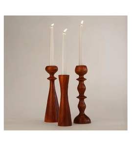 Bougeoirs en bois d'acacia brun foncé décoration de maison et de mariage avec prix bon marché pour Noël - Product Image 4