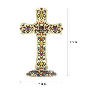 Adorno de Cruz de Aleación de Zinc con Acabado Bronce Antiguo de Alta Calidad, Diseño Religioso Cristiano Católico con Patrón Floral, Personalizable, Decoración para el Hogar - Product Image 6