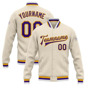 Chaqueta de béisbol de manga larga transpirable con estampado personalizado para hombre, chaqueta de verano de piel de oveja de talla grande con cremallera Reversible, Letterman liso en blanco - Product Image 1