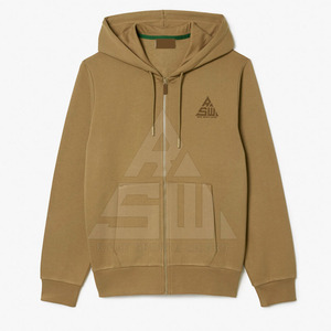 Sudadera con capucha y cremallera para hombre, mezcla de poliéster y algodón, informal, ecológica, transpirable, teñido liso, servicio OEM - Product Image 1