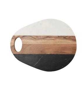 Excellent Wood & Marble Cutting Board Customizable <b>Pineapple</b> Shaped Marble Cheese Round Chopping Board for Kitchen - Product Image 2