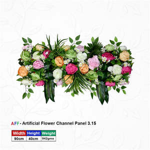 <b>Artificial</b> <b>Flower</b> Factory Vivid Sunrise & Peony Patch Channel Panel Bright Tangerine & Fuchsia Bloom Row 90cm High-Energy - Product Image 1
