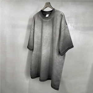 Logotipo personalizado diseñador liso de alta calidad 100% algodón lavado ácido camisetas al por mayor en blanco desgastado Vintage ecológico - Product Image 2