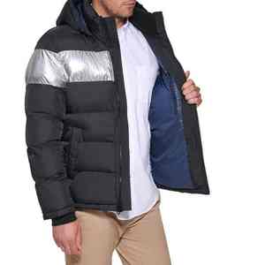 Service OEM tendance grande taille bouffée d'hiver imperméable à col montant veste rembourrée en polyester/nylon teint en couleur unie chaude - Product Image 5