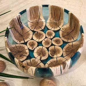 Tazón de Ensalada de Resina de Madera Natural Hecho a Mano, Sostenible, Desechable, Ecológico, Apto para Lavavajillas, para Fiestas, India - Product Image 1