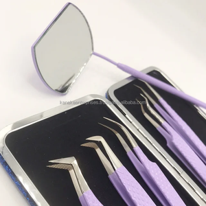 Pince à cils volumineuse violette en gros, pointe lisse, acier inoxydable, antistatique, pince à cils pour extensions de cils, plateau d'emballage personnalisé - Product Image 4