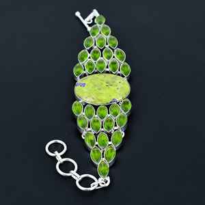 Pulsera Stichtite Natural con piedra natal de Peridoto, piedra preciosa hecha a mano, pulsera de plata de ley 925, pulsera hecha a mano para regalos - Product Image 3