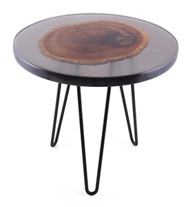 Tendencia industrial, cuerpo de Metal, parte superior de madera, forma de Z cuadrada, sofá decorativo moderno para el hogar y el Hotel, mesita de noche lateral, Color negro - Product Image 6