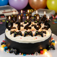 Bougies Chiffres Manette de Jeu 0-9 Couleurs Personnalisées Thème Gaming Bougies Numériques pour Gâteau Anniversaire Garçons Gamers Pâques Décoration de Fête