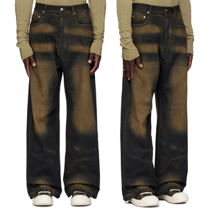 Jean baggy personnalisé pour homme, style streetwear, denim délavé, coupe droite décontractée, en denim épais - Product Image 3