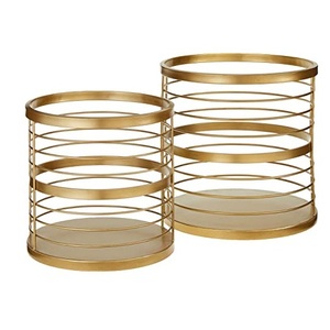 Panier à linge décoratif en fil de fer, style nouveau, personnalisé, finition noire avec revêtement en poudre, avec couvercle en bois, à vendre - Product Image 5