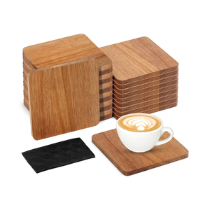 Best price Farmhouse acacia wooden square coasters for drinks with non-slip <b>silicon</b> dots for bar coffee restaurant from Vietnam - Product Image 3