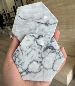 Sous-verre en marbre d'excellente qualité Design de luxe Bureau à domicile Décoration d'hôtel Sous-verre de couleur blanche Sous-verre de thé avec taille personnalisée - Product Image 4