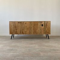 Buffet en bois d'acacia DÉGRADÉ rangement ethnique morden Armoire de buffet en bois massif fabriquée à la main