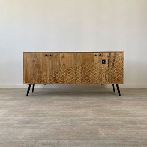 DEGRADED acacia wood <b>sideboard</b> ethnic morden storage Handcrafted Solid Wood buffet accent cabinet - Product Image 1